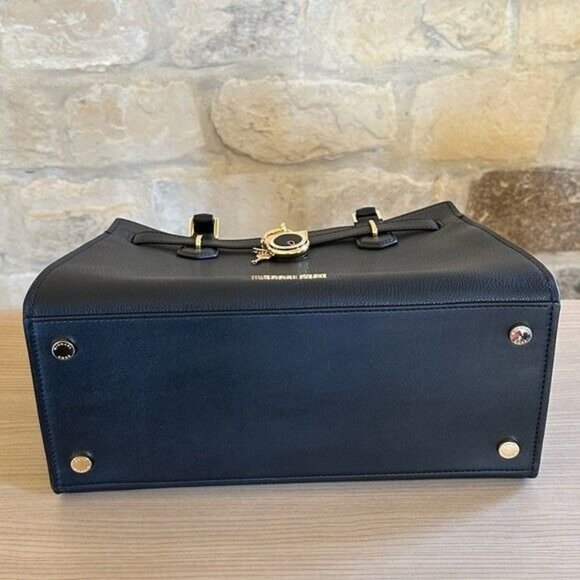 MICHAEL KORS Hamilton Medium Satchel Leather Bag Black gold +wallet set NWT - Picture 15 of 15